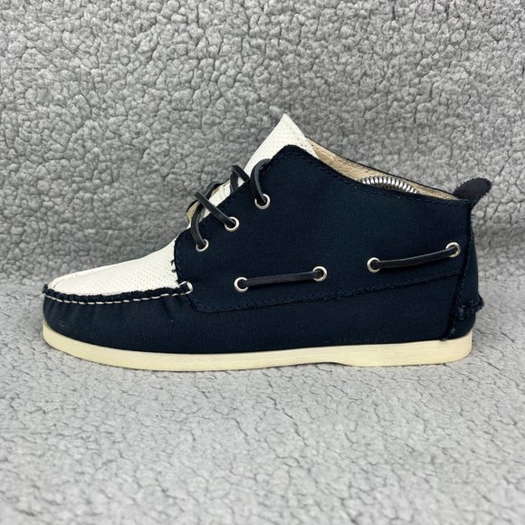 The Generic Man Boat Shoe Men 8 Navy Blue White Casual Dress Shoreman Mid Boot 1 - Picture 2 of 10